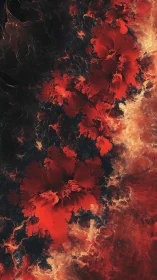 Fractal floral plasma field with turbulent red convection forms.