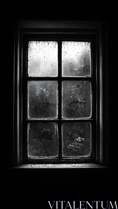 Rain-lit windowpane inviting quiet moments of reflection.