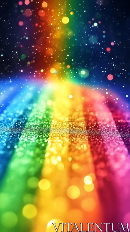 Spectrum gradient with bokeh particles and light trails.