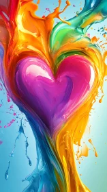 Vibrant Heart Form with Dynamic Liquid Color Flow.