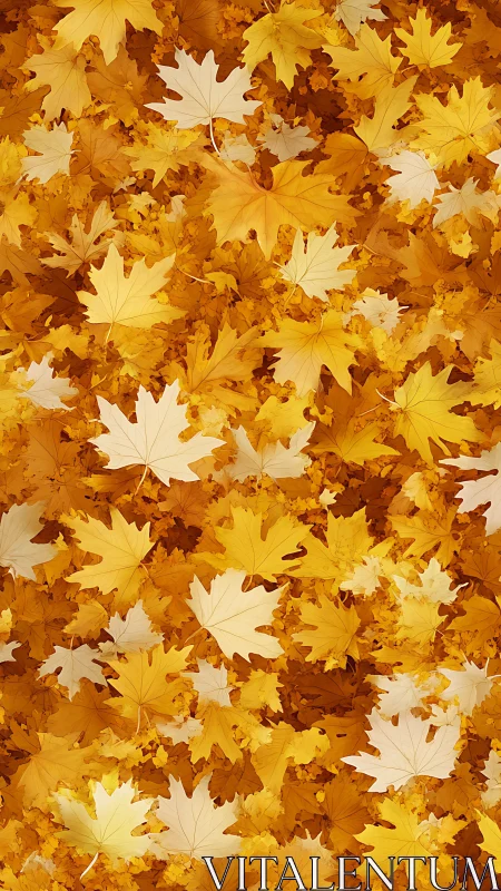 Fallen maple leaves form dense yellow and orange background