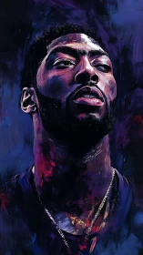 Expressive male portrait in neon-infused digital brushwork.