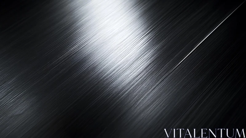 Close-up of Brushed Black Metal Surface with Light Reflection.