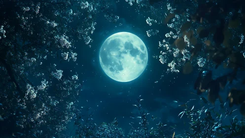 Moonlit garden window opening into a quiet midnight dream.