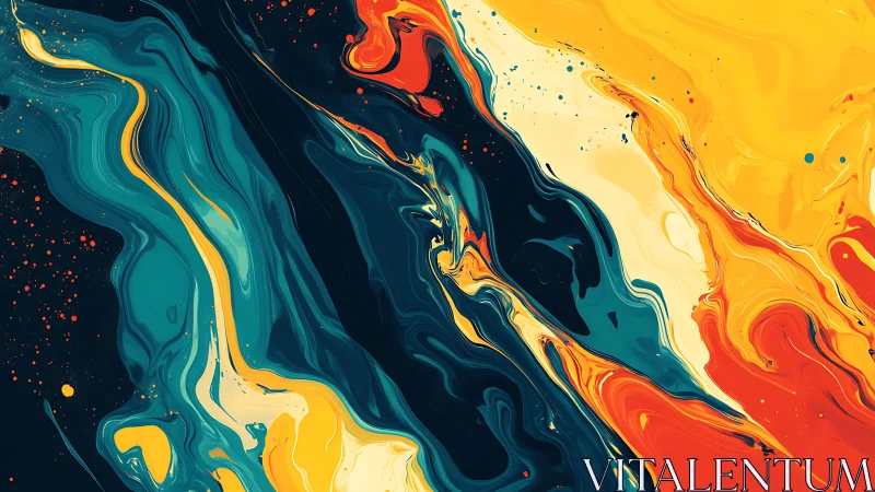 Fluid dynamics study of teal, yellow and orange acrylic flow fields
