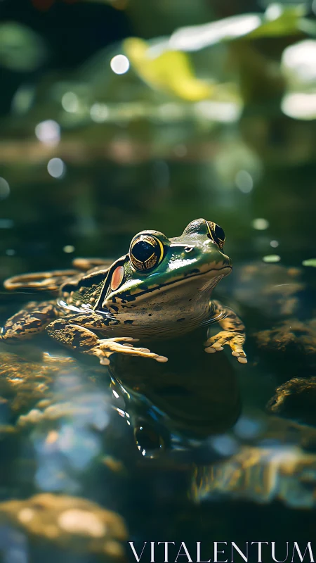 Shallow-depth capture isolates frog with precise specular highlights