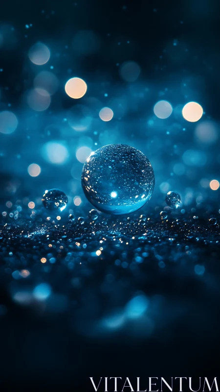 Macro optical study of illuminated aqueous sphere bokeh field.