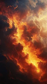 Inferno Cloud Formation. Firestorm Sky Phenomenon.