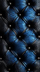 High-gloss tufted leather matrix with cobalt specular bloom.