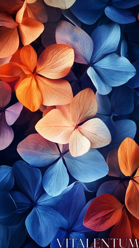 Translucent petal flowers illuminated against dark background