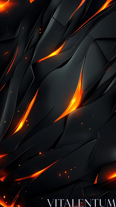 Molten Light Slashes Through Black Abstract Layers