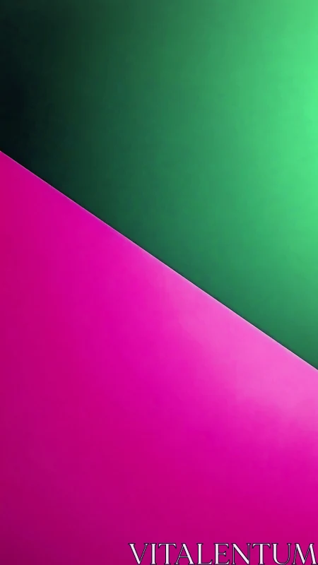 Diagonal color split unites bold magenta and deep green.