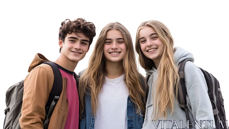 Youthful Group Portrait Against Neutral Backdrop.