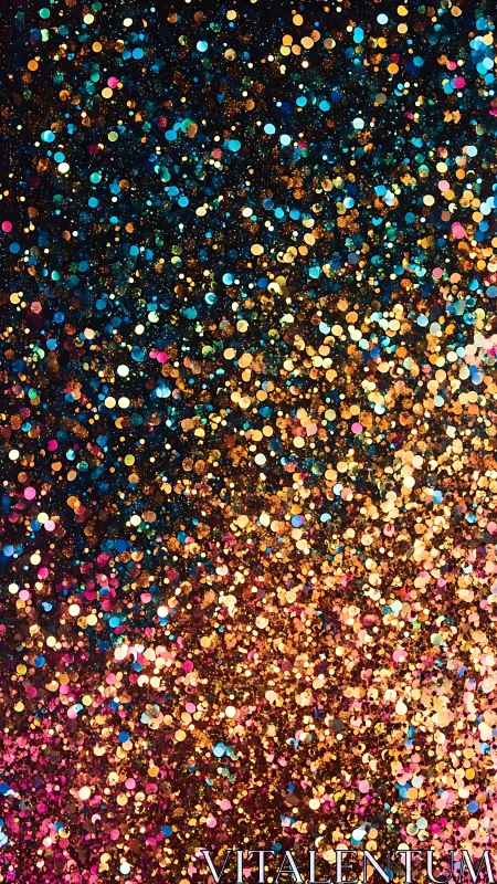 Shimmering multicolor glitter falls like a cosmic confetti veil