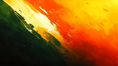 Bold Abstract Brush Strokes in Yellow, Orange, and Green Tones.