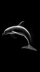 Shimmering dolphin silhouette gliding through quiet starlit dark.