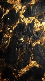 Photorealistic black stone surface with fractured gold veins.