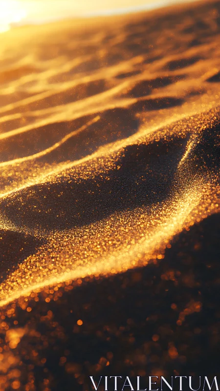 Sunlit sand ripples breathe molten gold into quiet dusk
