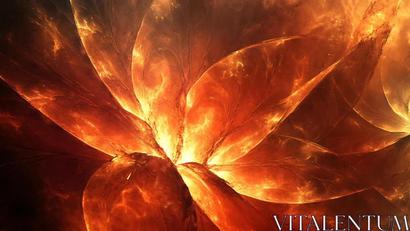 Fiery abstract flower made of glowing molten petals.