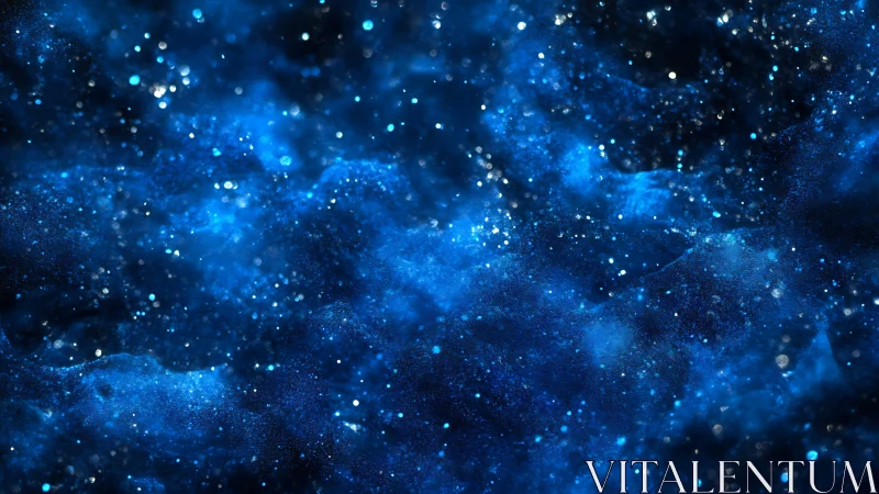 Nebula-like blue cosmic dust shimmers across deep space.