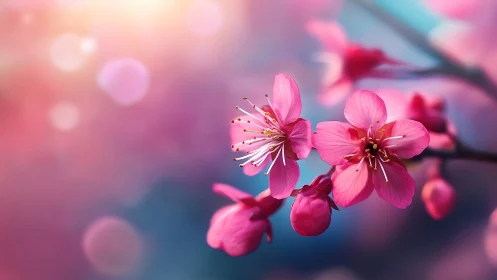 Delicate Pink Blossoms Dancing in Soft, Dreamy Light