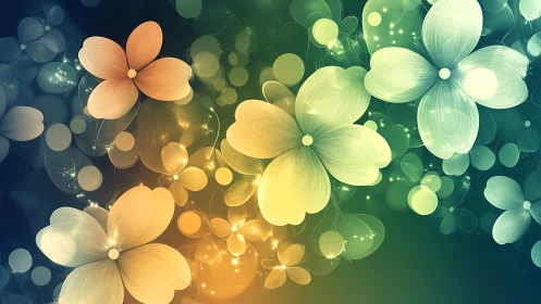 Dreamy Garden: Luminous Flowers in Soft Glow.