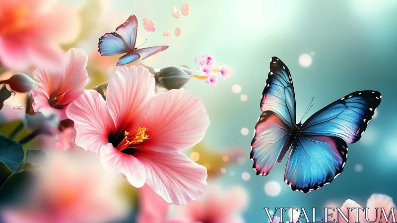 Digital rendering shows butterflies near hibiscus blossoms