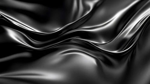 High gloss black silk folds with dynamic specular highlights