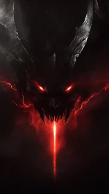 Demonic basalt helm with emissive red fissures and central beam