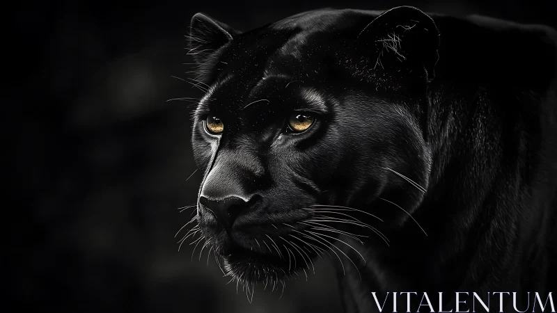 Black Panther with Golden Eyes in Dramatic Lighting.