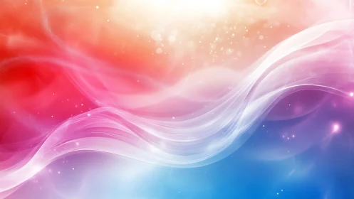 Chromatic light waves with translucent ribbons and bokeh glow