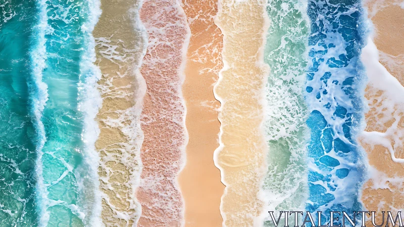 Tidal color spectrum turns shoreline into woven sea ribbons.