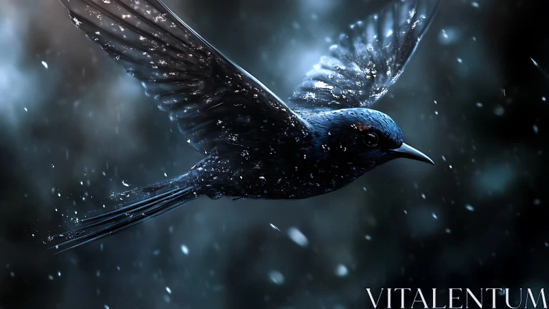 Crystalline Avifauna: Geometric Ice-Encrusted Songbird in Luminous Motion.