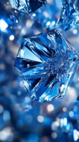 Blue crystal macro render captures faceted polygonal shard