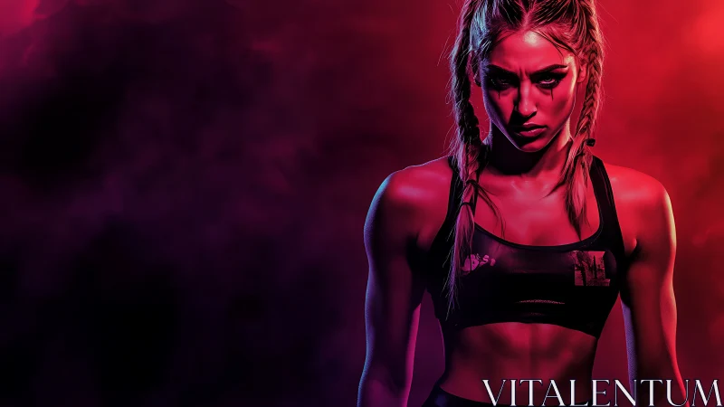 Athlete in Neon Red Glow Sport Portrait.