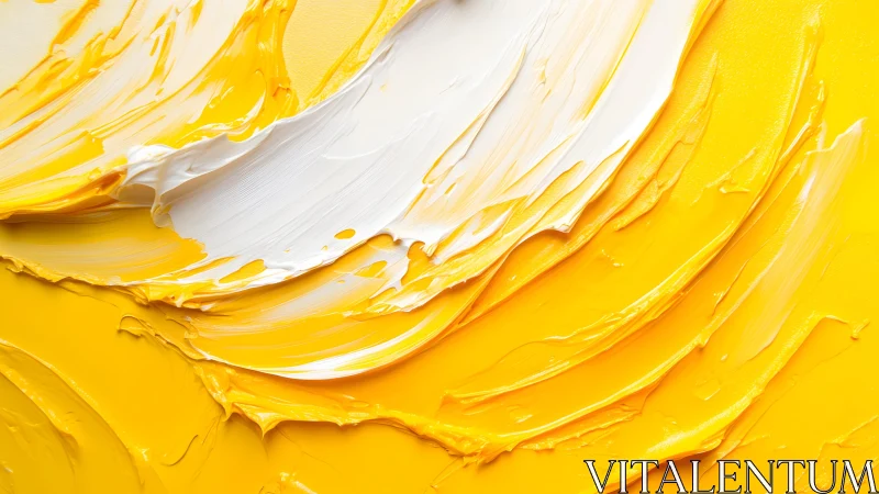 Abstract textured yellow and white oil paint strokes, modern art.