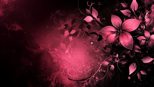 Luminous Pink Blooms Dancing in Mystical Darkness