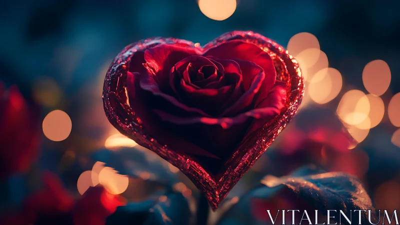 Heart-Shaped Rose with Luminous Bokeh Depth.