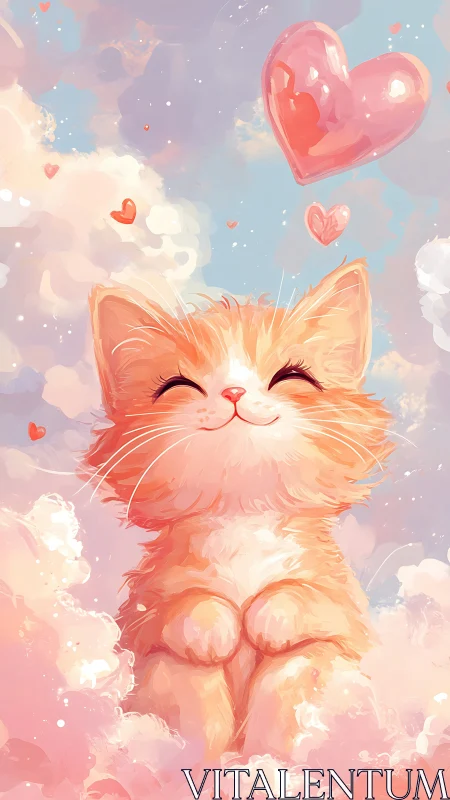 Anthropomorphic Felid With Cardiac Symbolism In Celestial Environment.