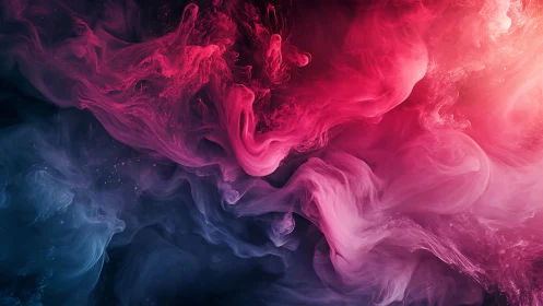 Crimson and indigo ink clouds swirling in luminous space.