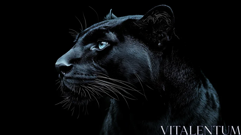 Panther Profile Against Obsidian. Digital Study.