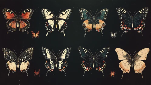 Butterfly constellations quietly arrange their painted wings