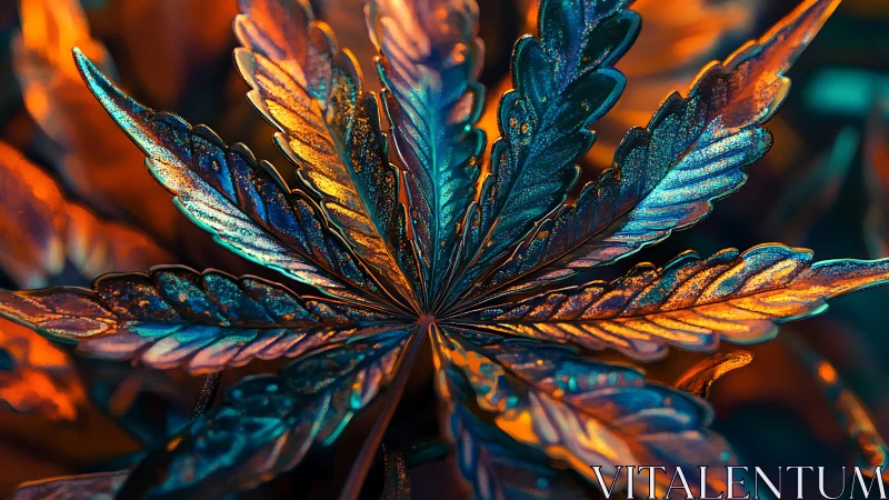 Prismatic leaf glow in rich teal and ember orange light.
