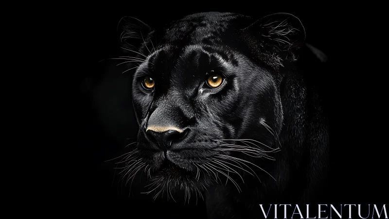 Black Panther Portrait: High-Contrast Feline Against Void