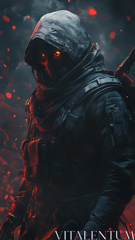 Ember-eyed wraith soldier stalks through molten shadows.