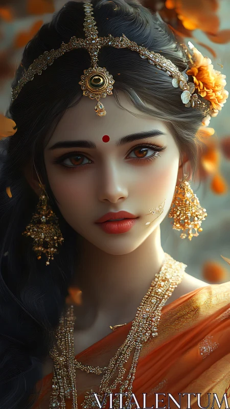 Golden gaze of a jeweled muse wrapped in autumn light.