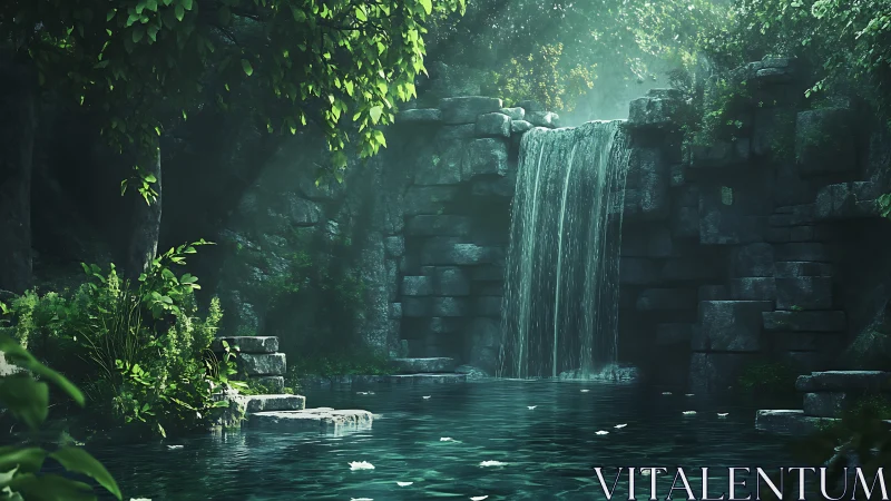 Hidden forest waterfall pool inviting a quiet, dreamy escape.