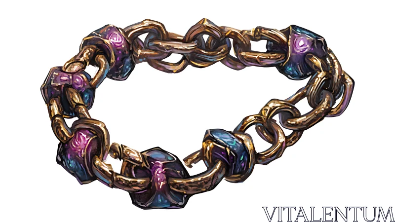 Runespun chain bracelet of molten gold and nebula gems.