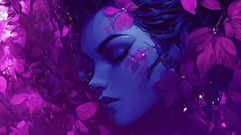 Midnight bloom dreamscape with a tranquil moonlit muse.
