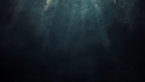 Submerged teal atmosphere with diffused volumetric light shafts